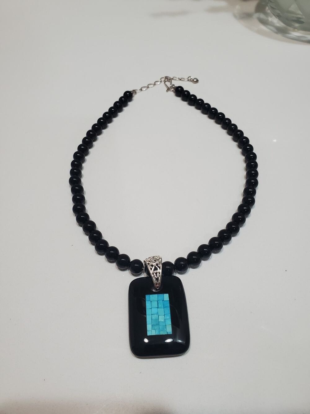 Jay King DTR Mine Finds Black Agate Sterling Silver 925 Necklace